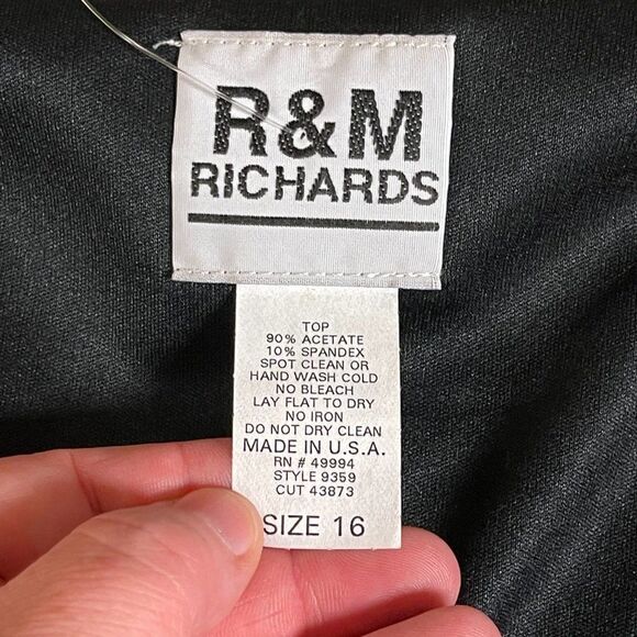 R&M Richards NWT Black Gold Fringe Formal Cocktail Long Sleeve Top 16 - Picture 10 of 12